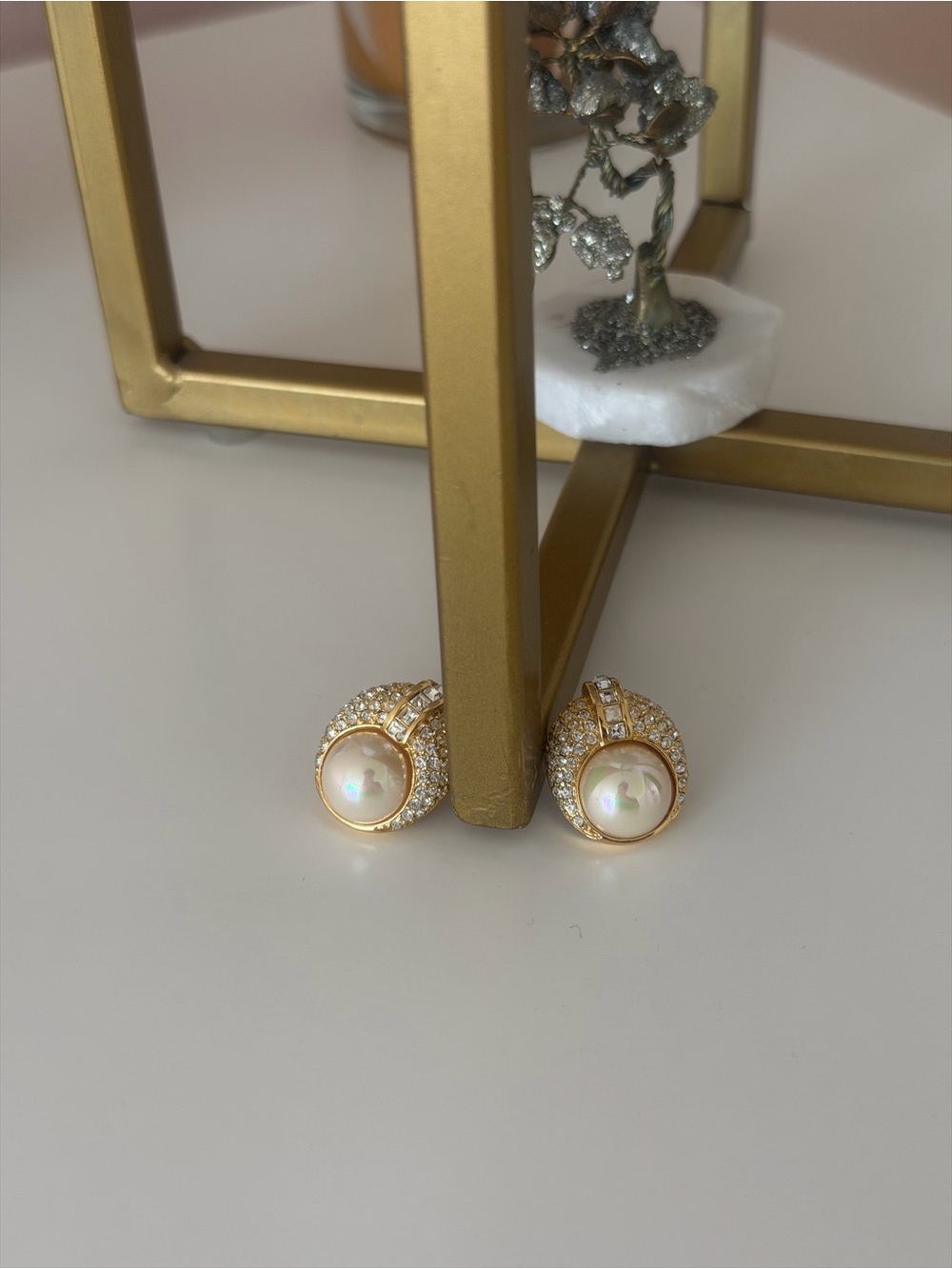 Vintage Two-Tone Gold & Silver Crossover Knot Clip-On Earrings